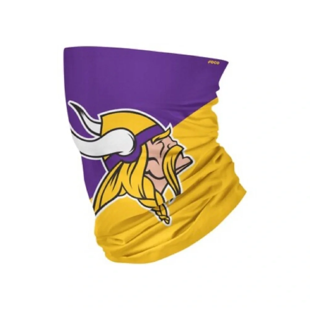 FOCO NFL MINNESOTA VIKINGS BIG LOGO GAITER SCARF PURPLE GOLD OS NWT